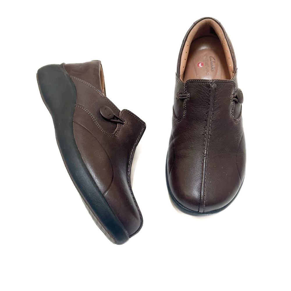 5/$50 Clarks UnStructured Loop 2 Walk Tumbled Smooth Leather Shoes Slip On Mule